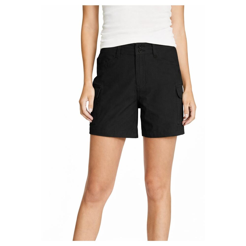 Eddie Bauer Womens Summer Trail Shorts Black Stretch Cargo Size 10